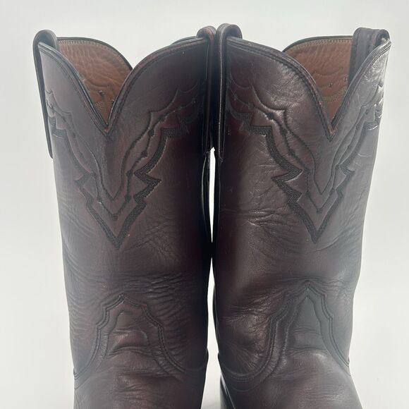 Lucchese Classic Handmade Black Cherry Leather Majestic Roper Boots Mens 7.5 B main image 13